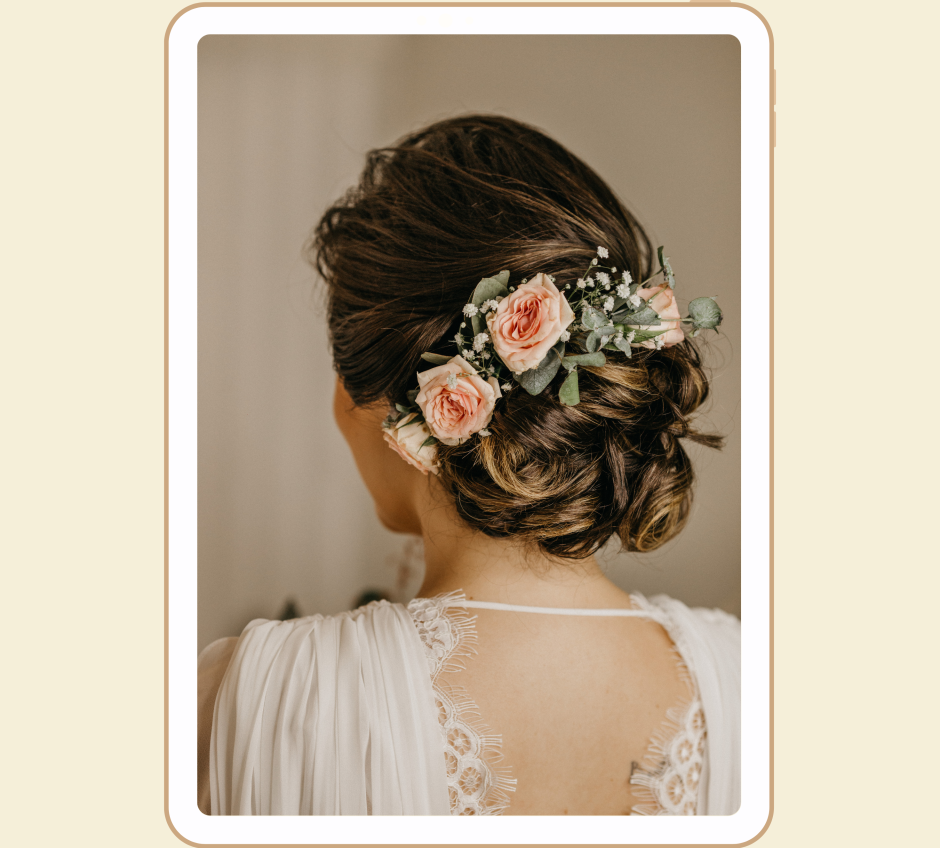 Professional makeup and hairstyling for special occasions, featuring elegant updos, voluminous curls, or sleek styles, tailored to create a stunning, long-lasting look.